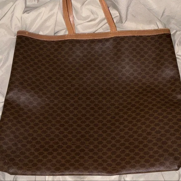 Celine Brown Monogram Canvas Tote with Tan Trim - Picture 11 of 11